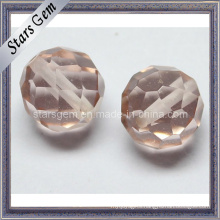 Round Shape Fancy Checked Cut Cubic Zirconia Bead